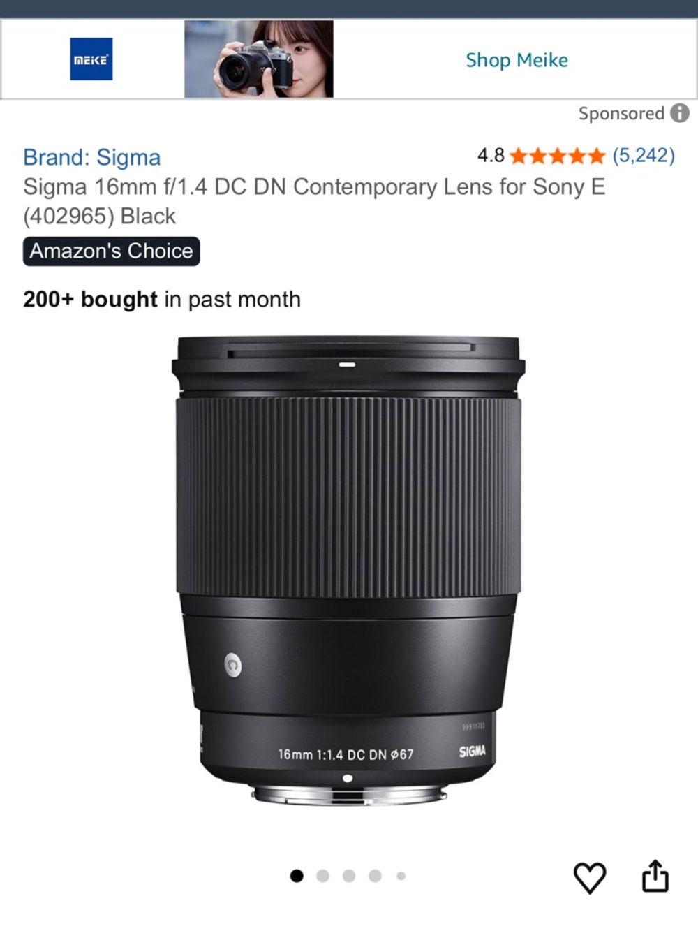 Sigma Beauty 16mm f/1.4 Wide-Angle Lens - Black